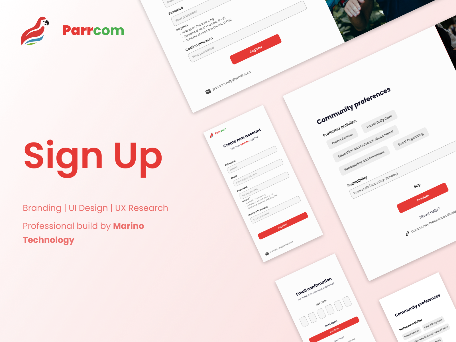 Desain Halaman Sign Up dan Logo Komunitas Parrcom – Simpel, Ramah, dan Bernuansa Tropis
