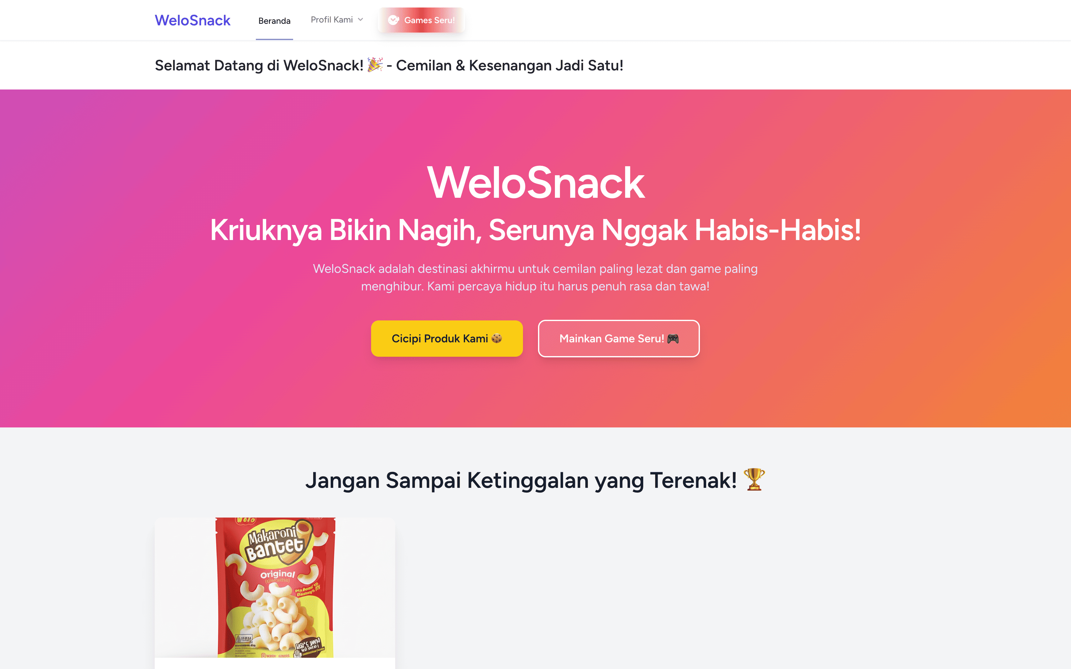 WeloSnack – Kombinasi Kuliner & Game Interaktif untuk Pengalaman Pelanggan Unik